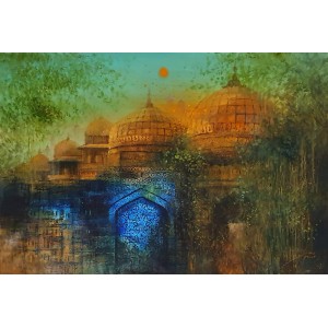 A. Q. Arif, 24 x 36 Inch, Oil on Canvas, Cityscape Painting, AC-AQ-482